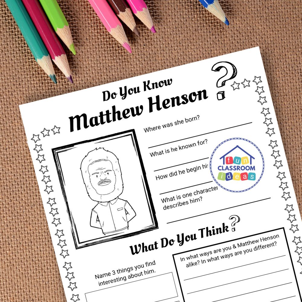 Matthew Henson worksheets coloring page