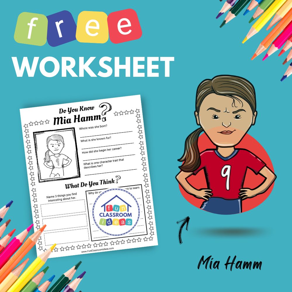 Mia Hamm bio worksheet for kids