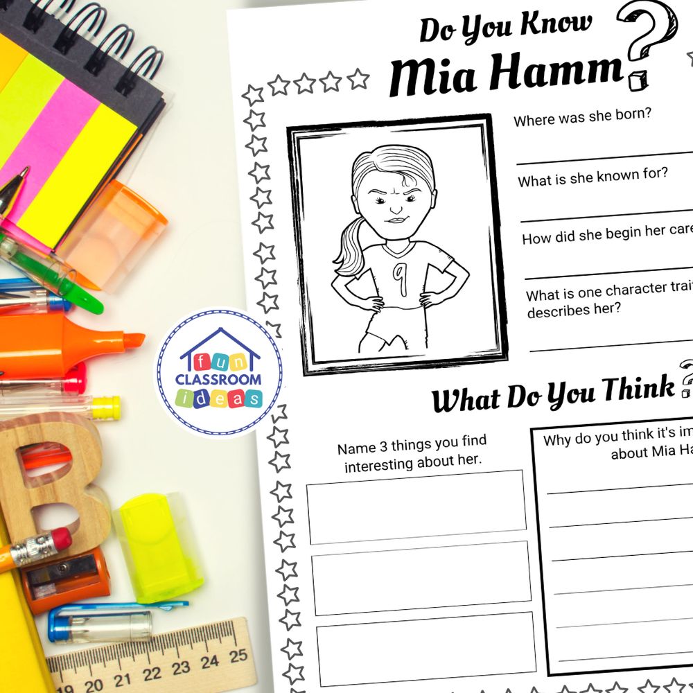 Mia Hamm worksheets interactive worksheet