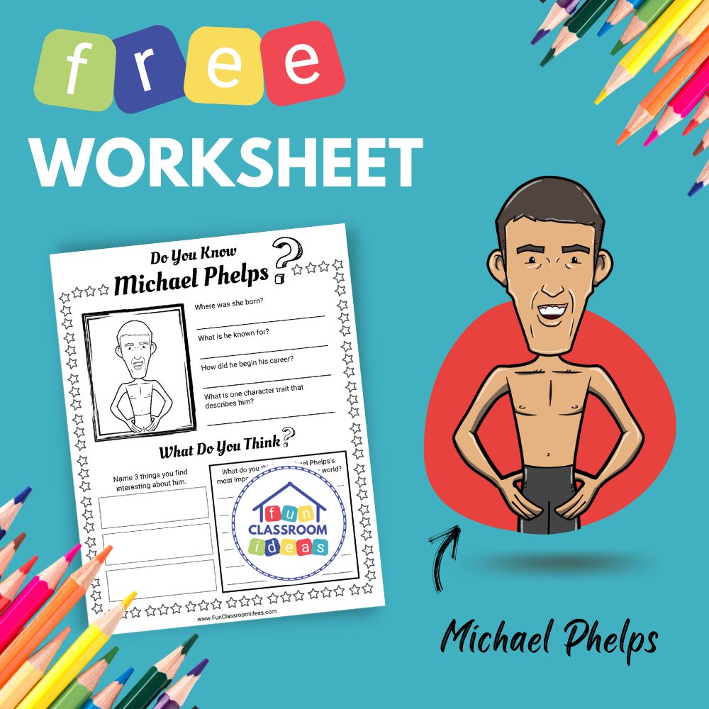 Michael Phelps bio worksheet for kids