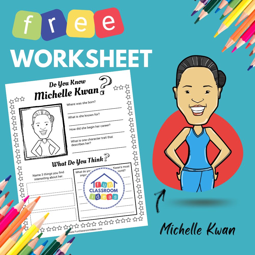 Michelle Kwan bio worksheet for kids