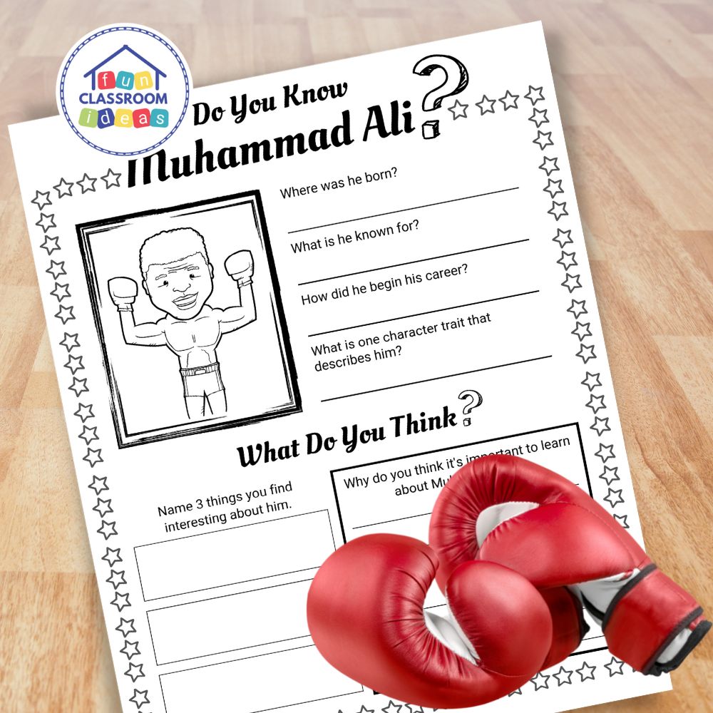 Muhammad Ali worksheets coloring page