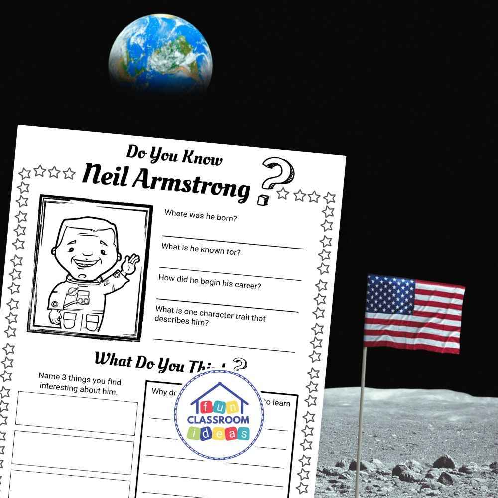 Neil Armstrong worksheets coloring page