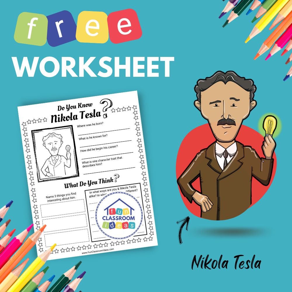 Nikola Tesla bio worksheet for kids