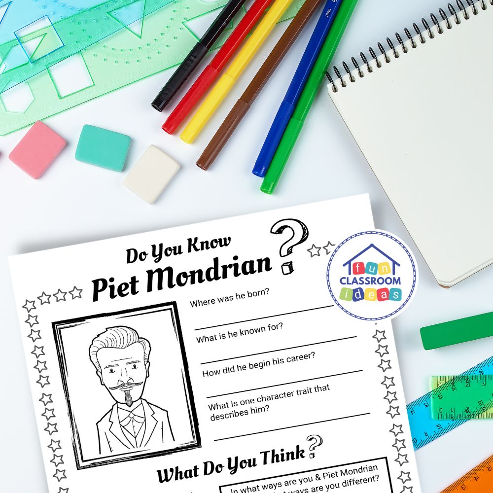 Piet Mondrian worksheets biography