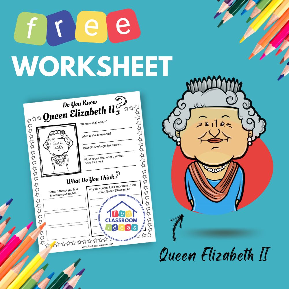 Queen Elizabeth II bio worksheet for kids