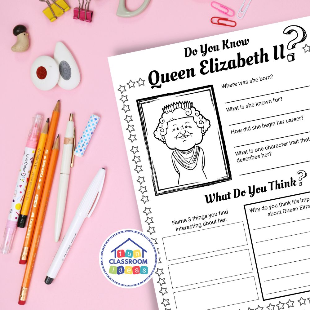 Queen Elizabeth II worksheets lesson