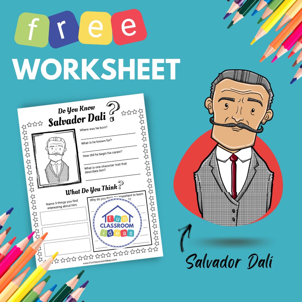 Salvador Dali bio worksheet for kids