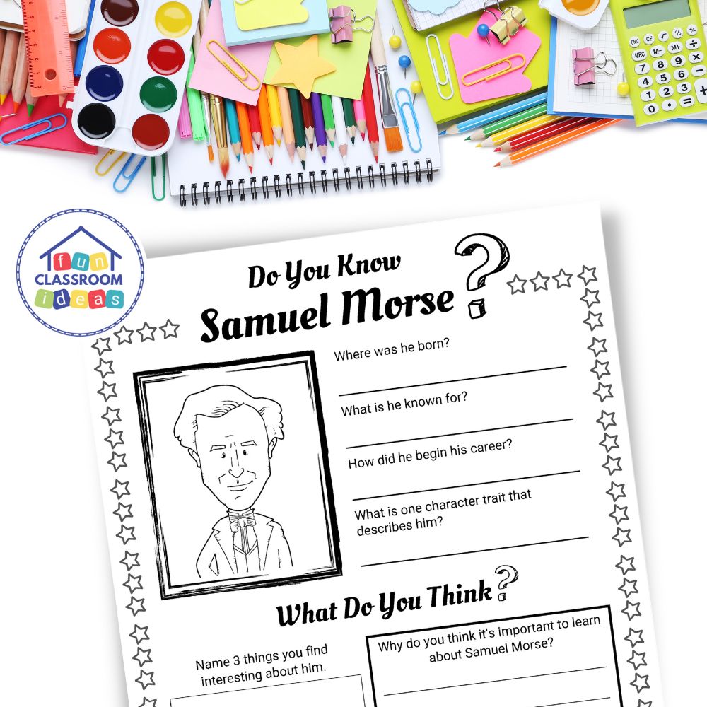 Samuel Morse free coloring worksheets