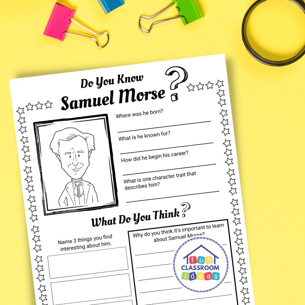 Samuel Morse worksheets coloring page