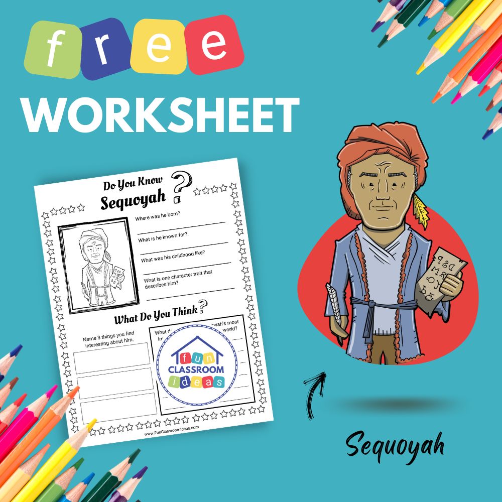 Sequoyah bio worksheet for kids