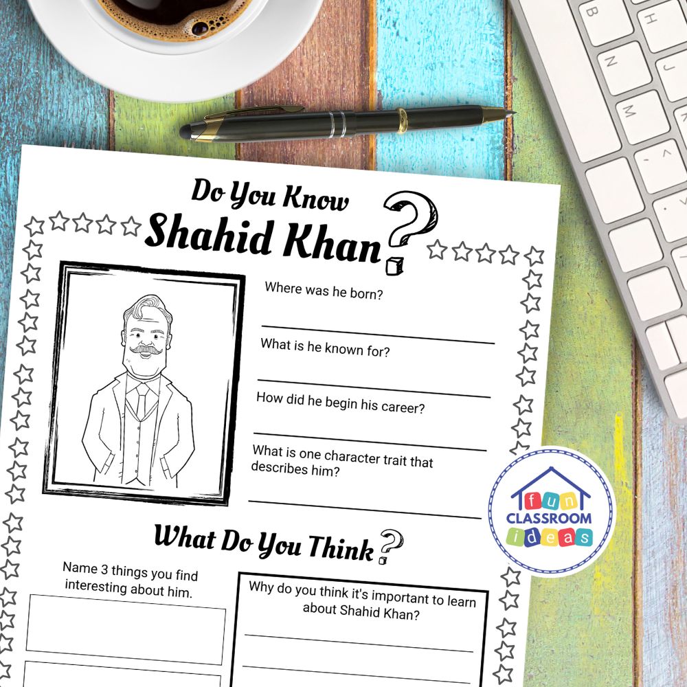 Shahid Khan worksheets coloring page