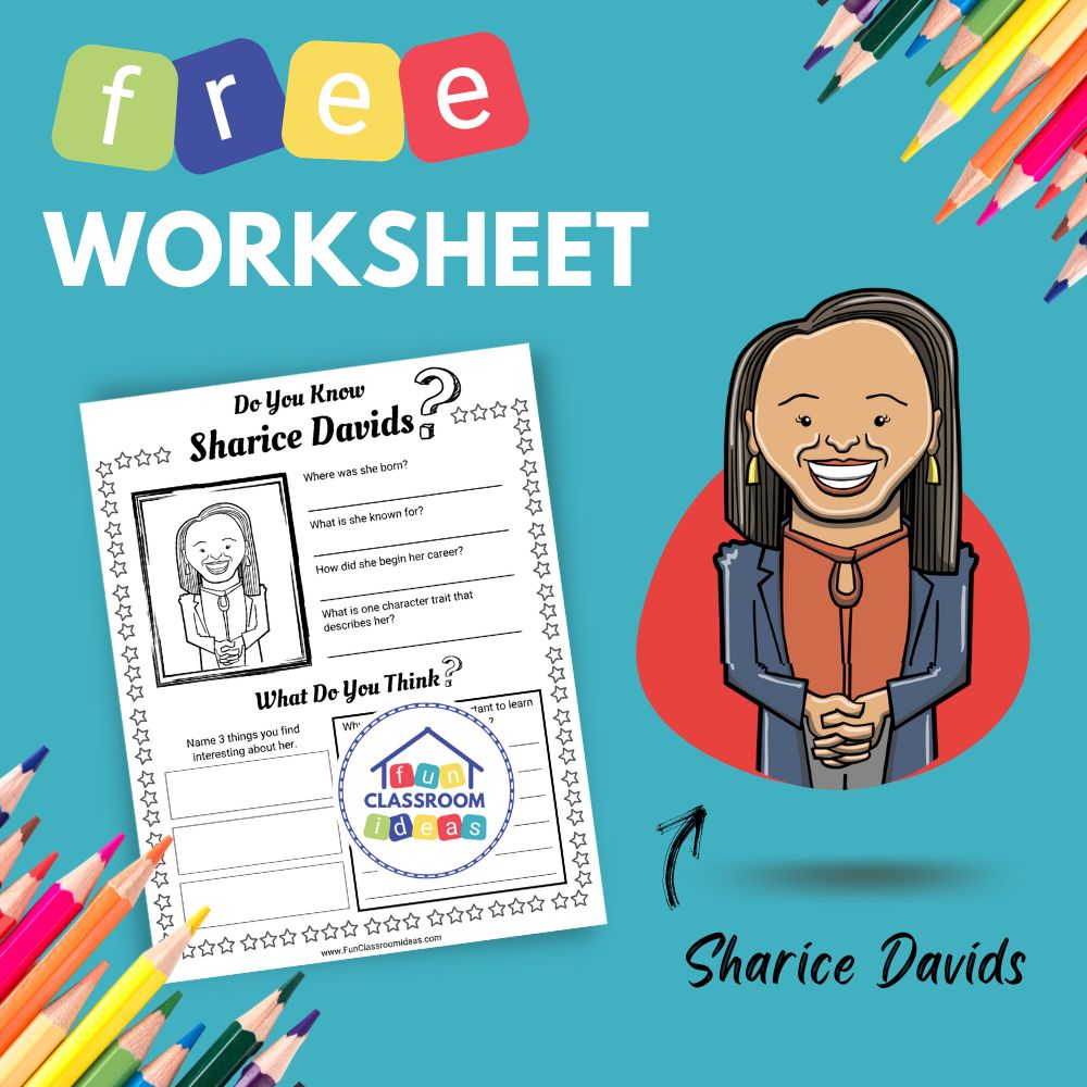 Sharice Davids bio worksheet for kids