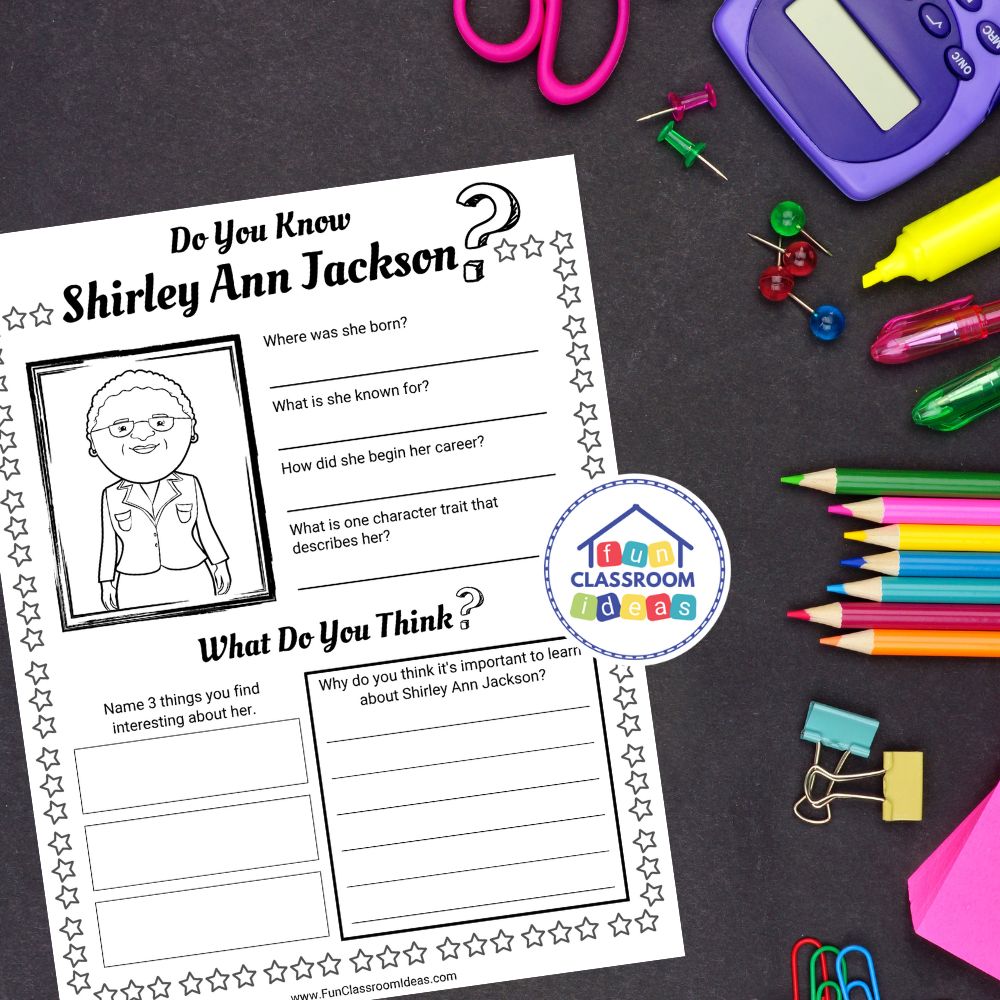 Shirley Ann Jackson free worksheet