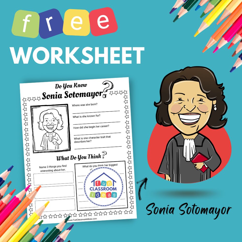 Sonia Sotomayor bio worksheet for kids