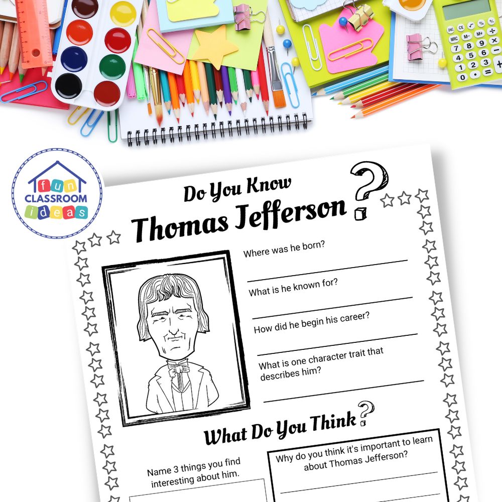 Thomas Jefferson free coloring worksheets