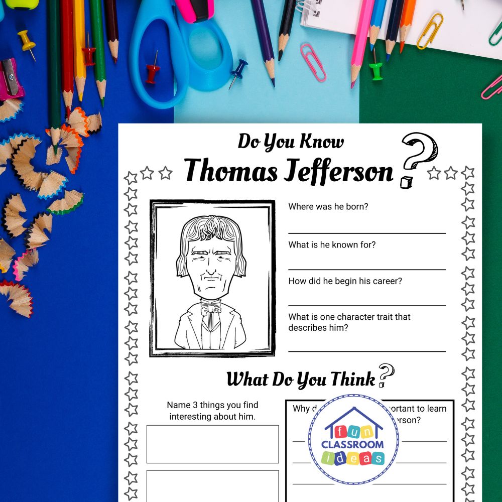 Thomas Jefferson free worksheet