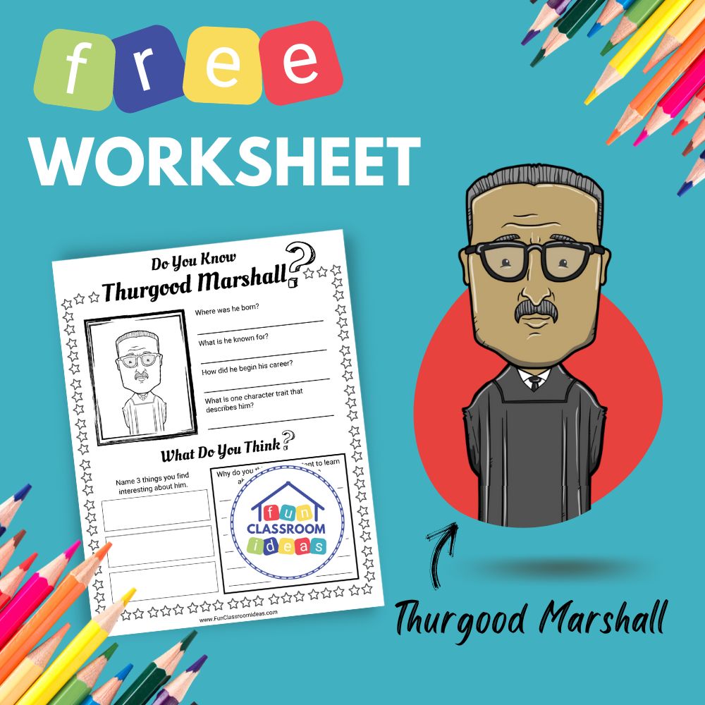Thurgood Marshall bio worksheet for kids