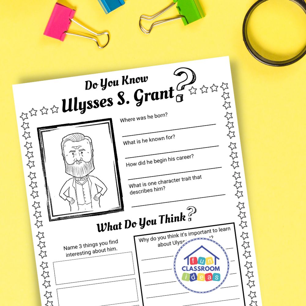 Ulysses S. Grant worksheets coloring page