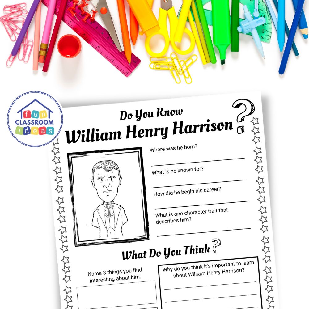 William Henry Harrison worksheet biography