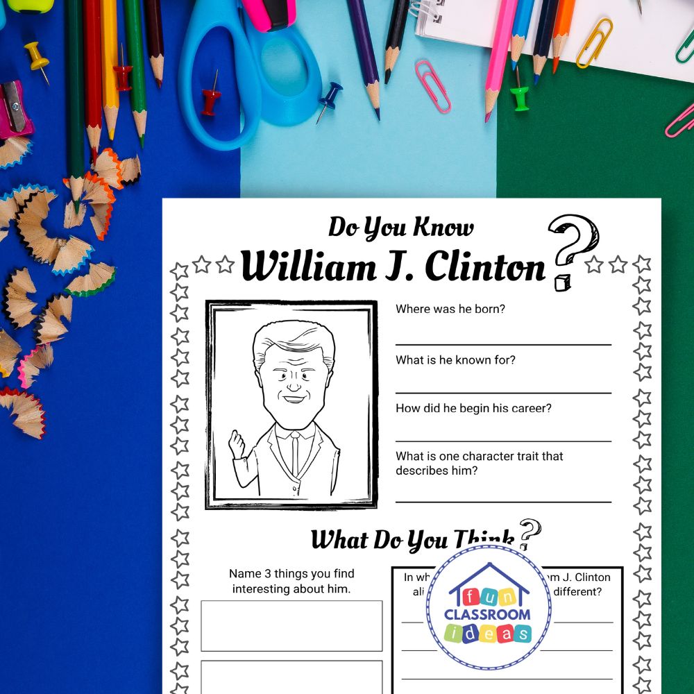 William J. Clinton free worksheet