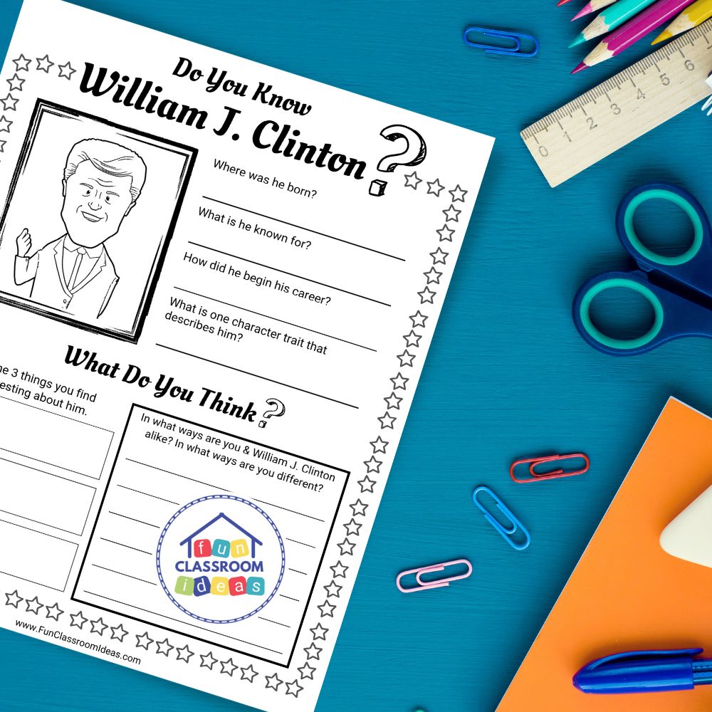 William J. Clinton worksheets printable