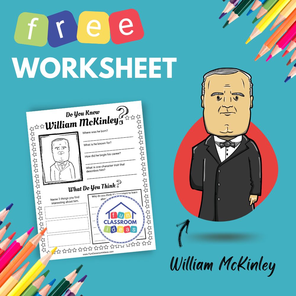 William McKinley bio worksheet for kids