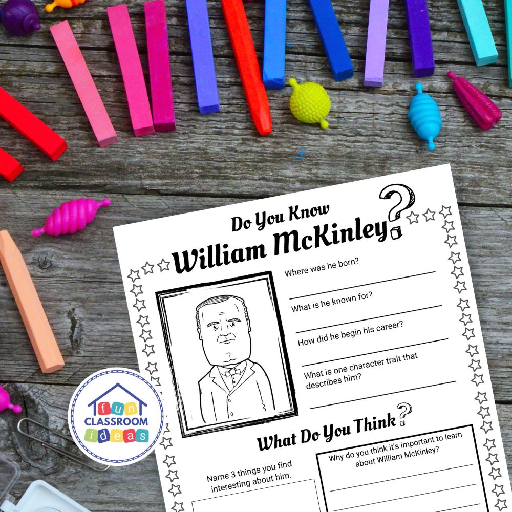 William McKinley coloring worksheet