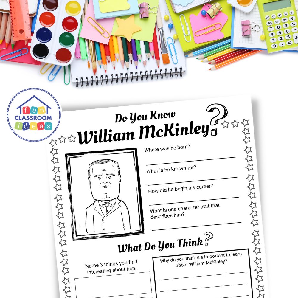 William McKinley free coloring worksheets