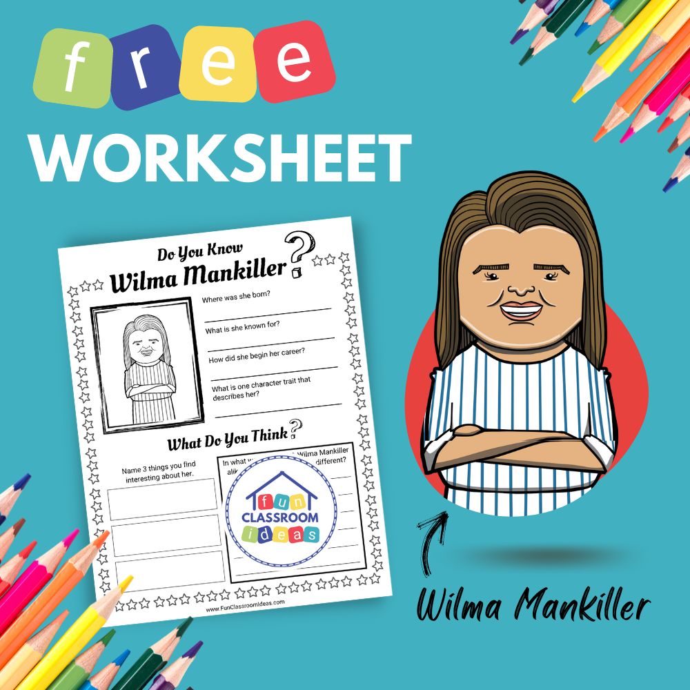 Wilma Mankiller bio worksheet for kids