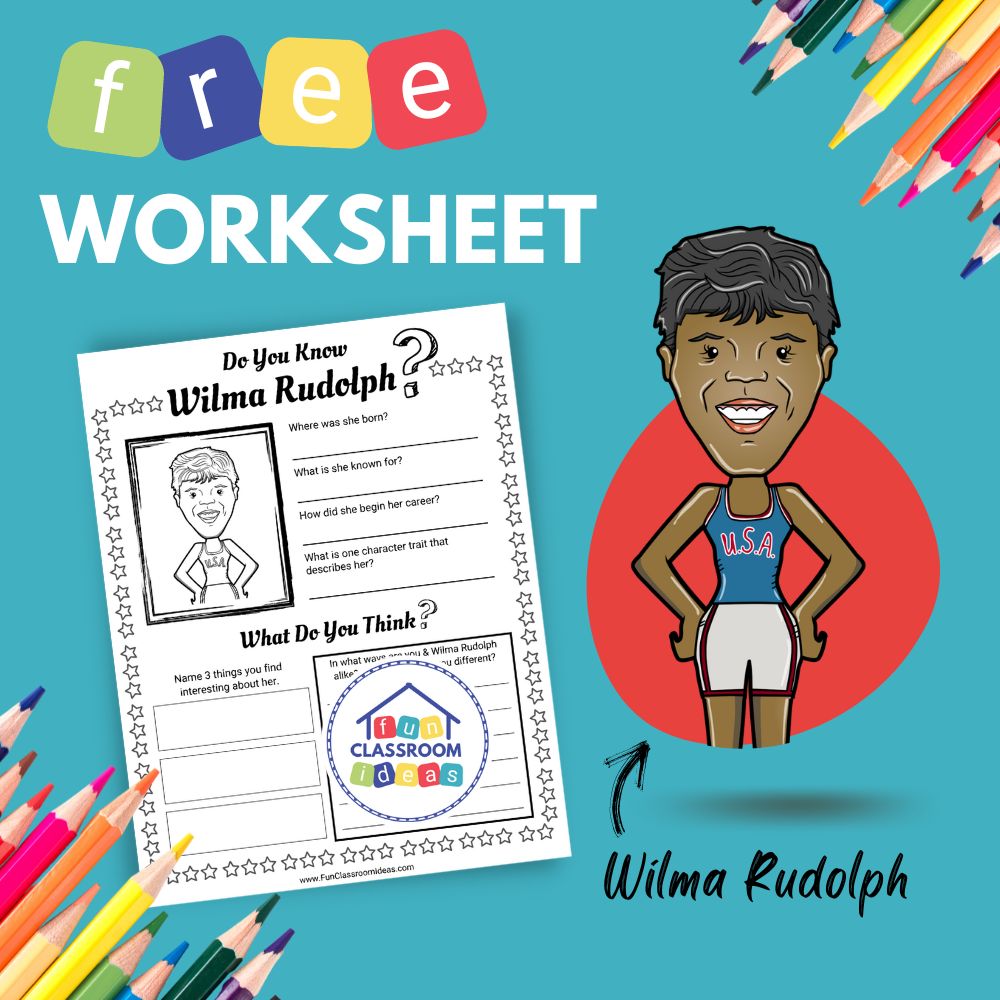 Wilma Rudolph bio worksheet for kids