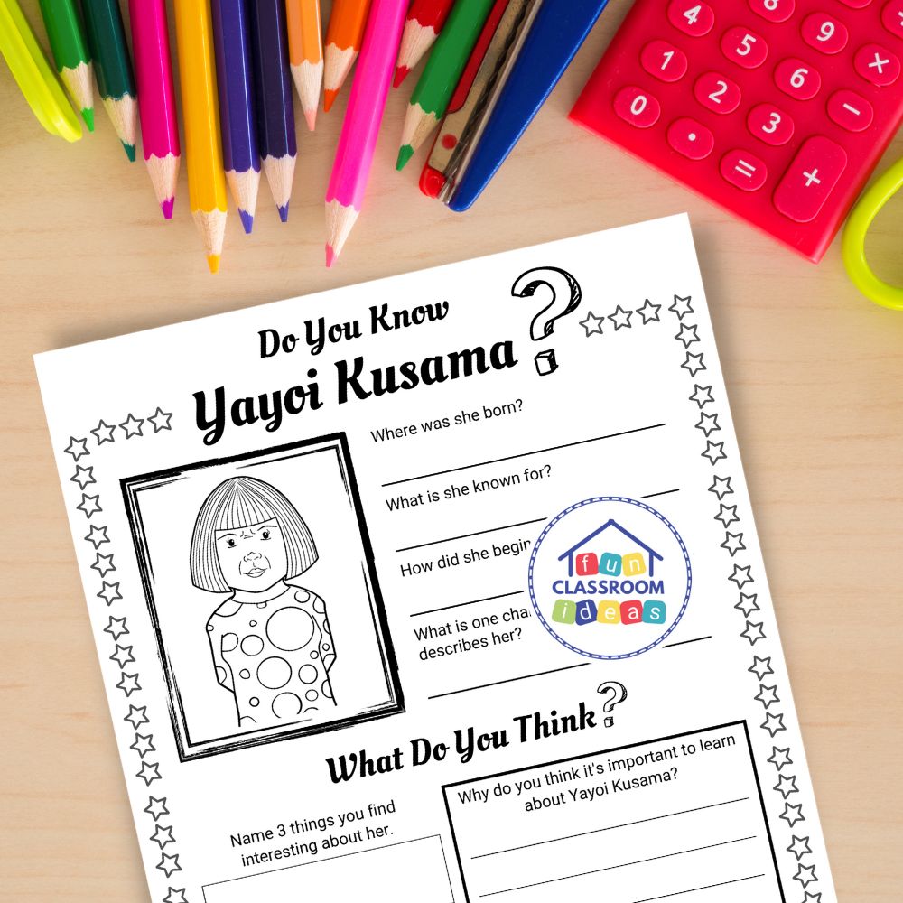 Yayoi Kusama worksheets coloring page