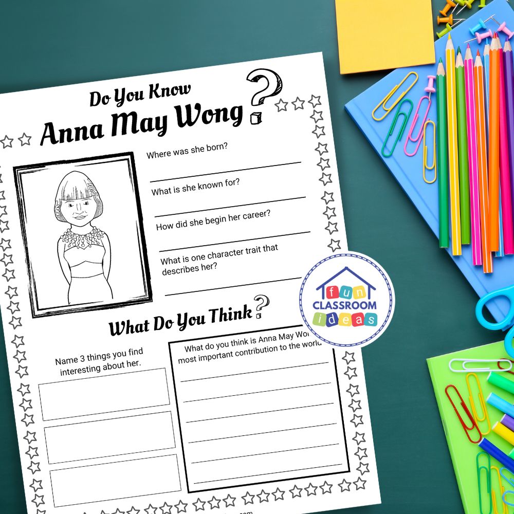 free Anna May Wong worksheets pdf