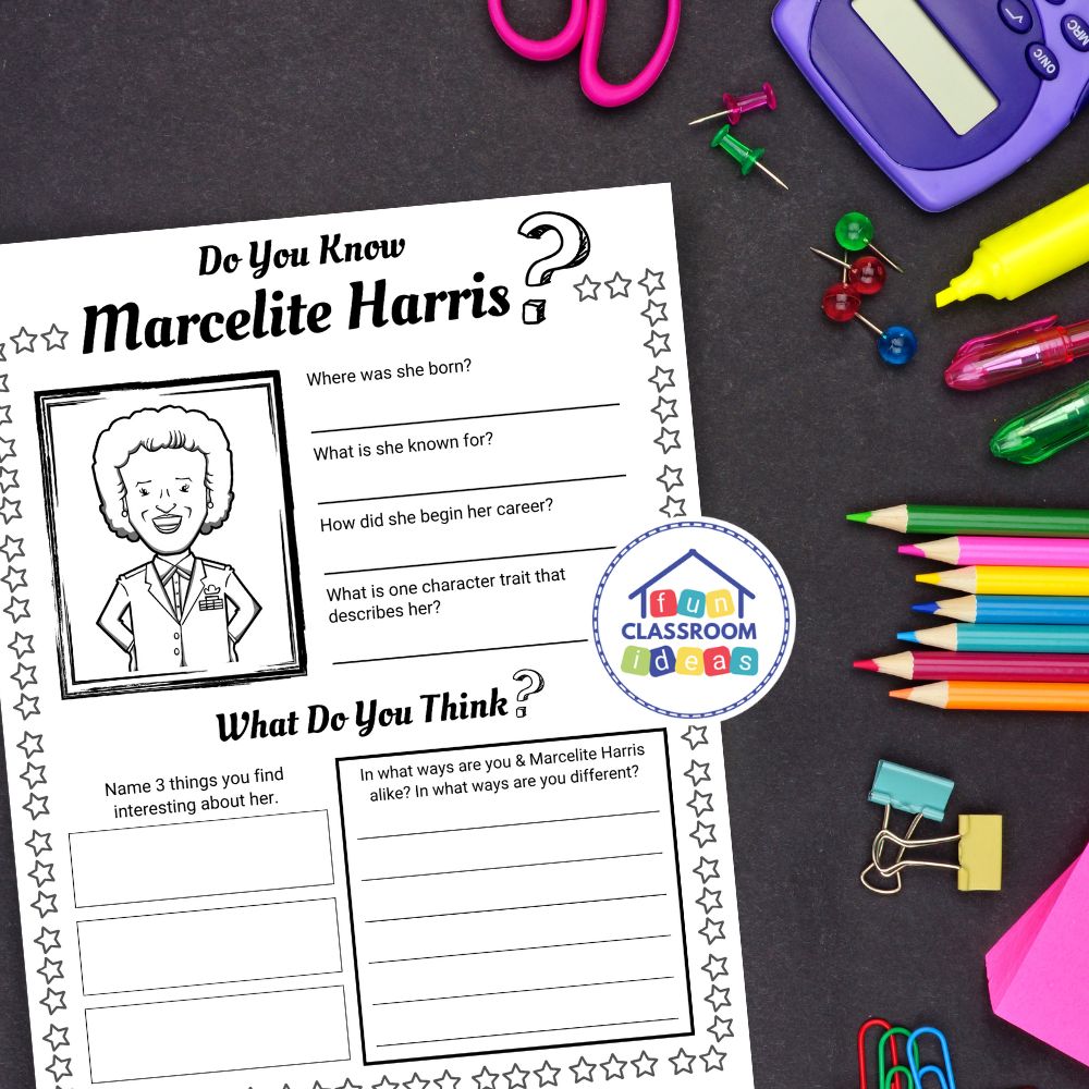 free Marcelite Harris worksheet for kids