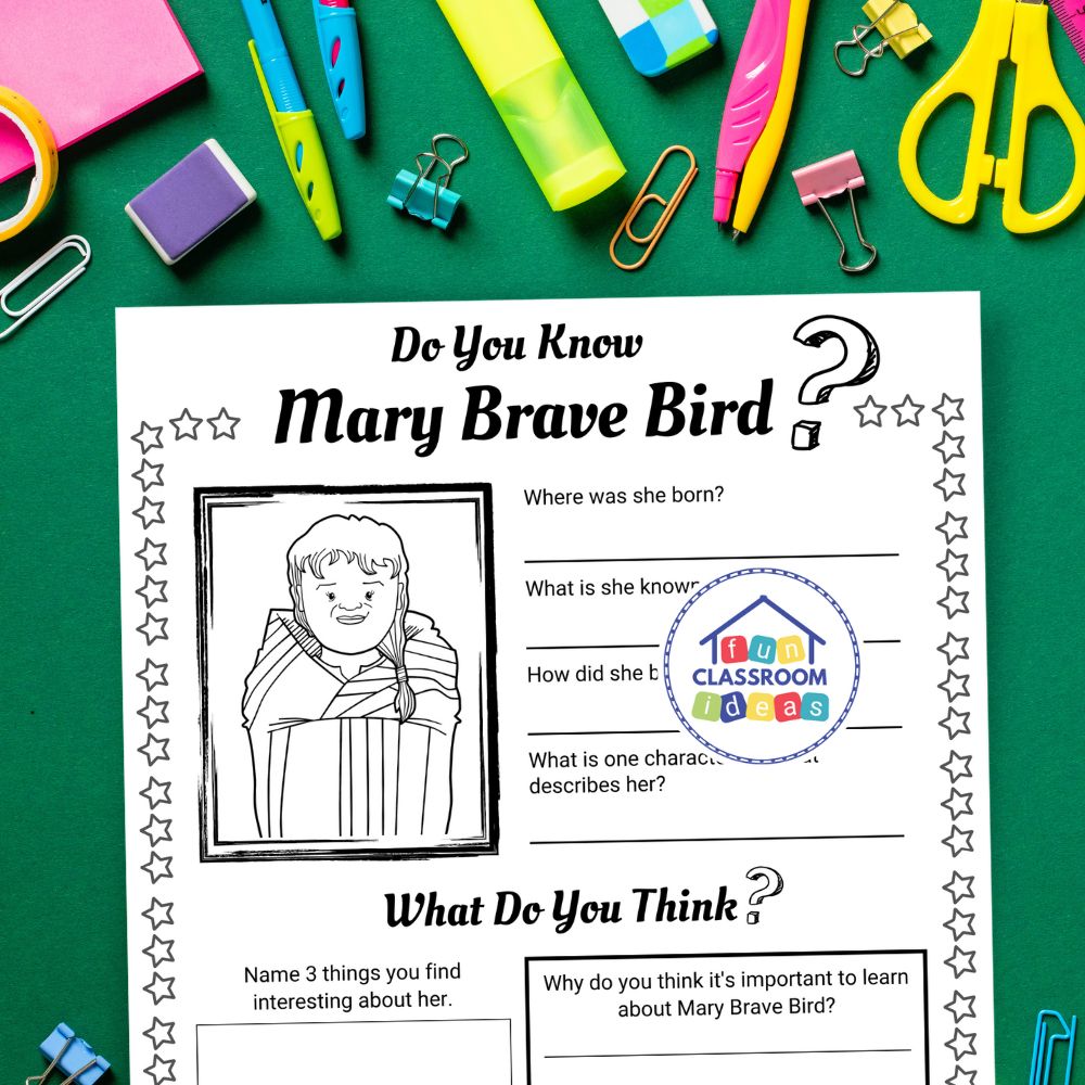 Free Mary Brave Bird Worksheet