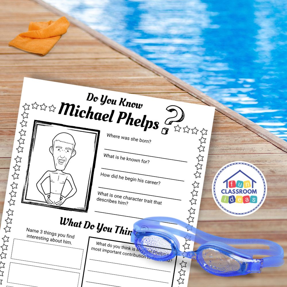 free Michael Phelps worksheet