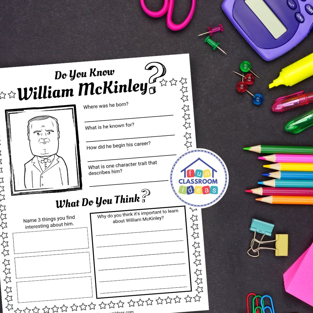 free William McKinley worksheet for kids