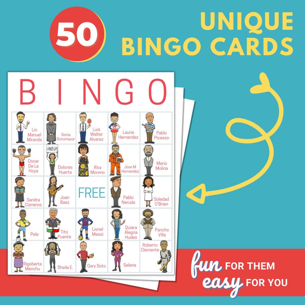 hispanic heritage bingo game cards printable