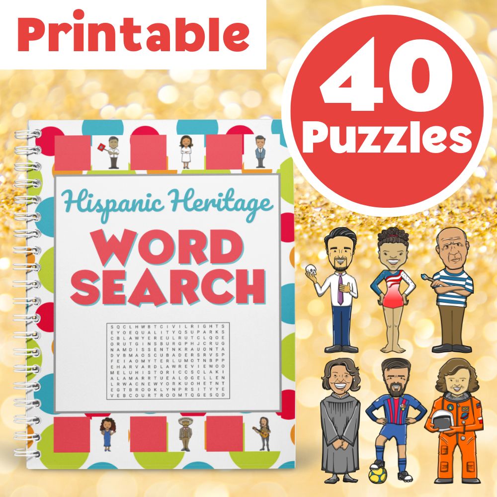 Hispanic Heritage Word Search - 40 Puzzles
