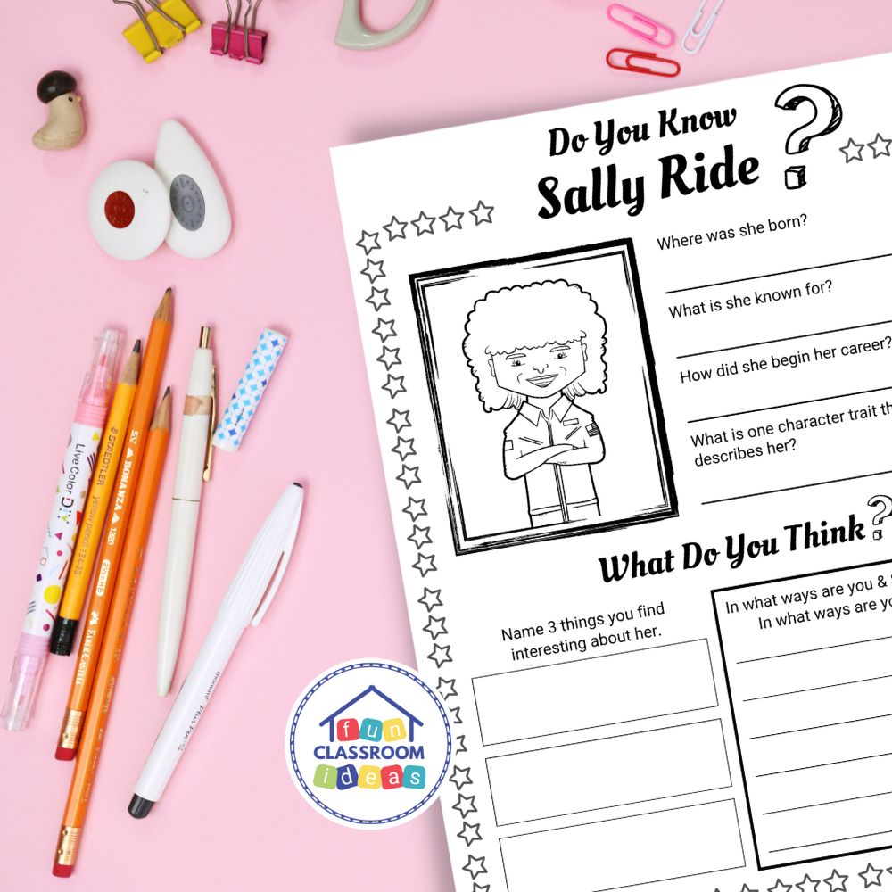 sally ride worksheets lesson
